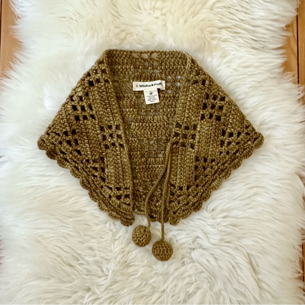 Misha & Puff Wool Crochet Kerchief in Bronze